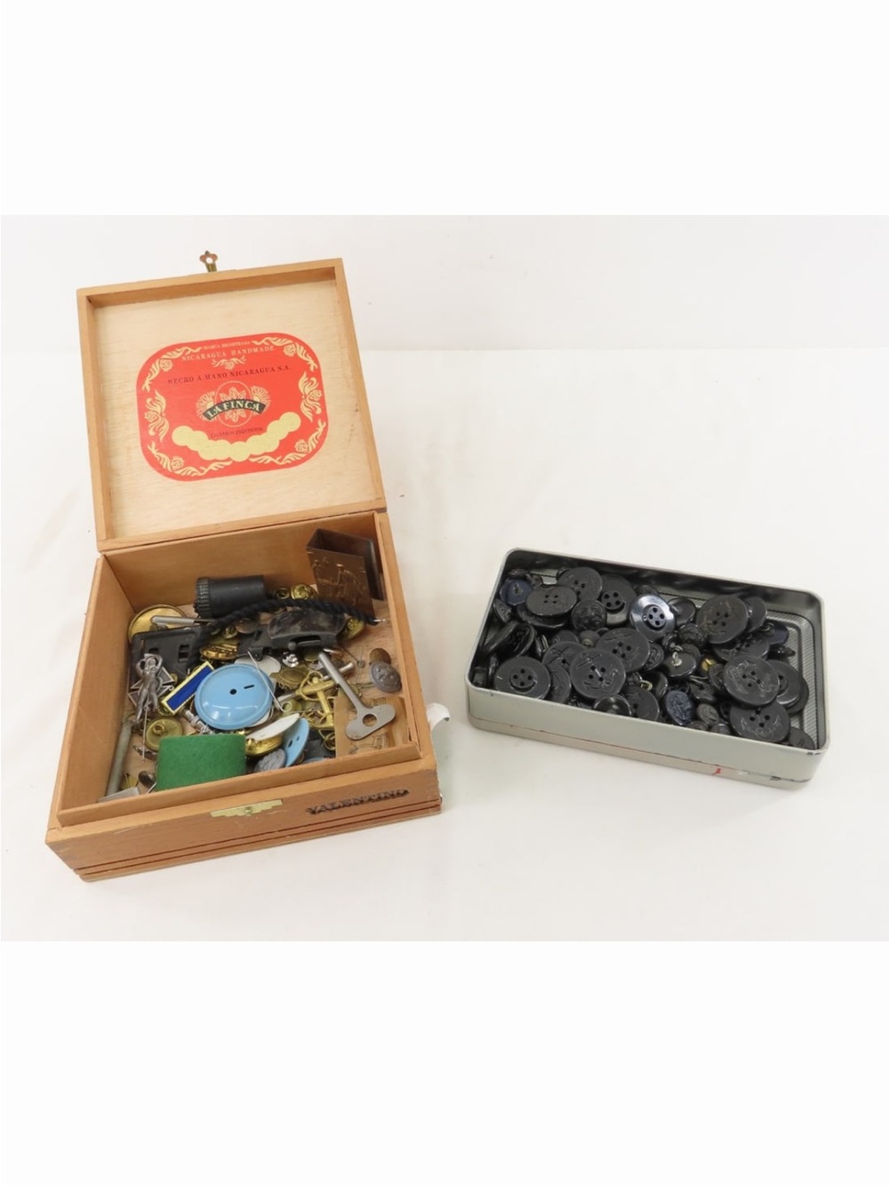 Vintage navy buttons and metals Lot with Black Buttons and Mixed Findings